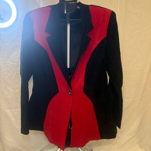 Vintage Scarlett Red/Black Velvet Women's Blazer Padded Shoulder Size 16 Canada